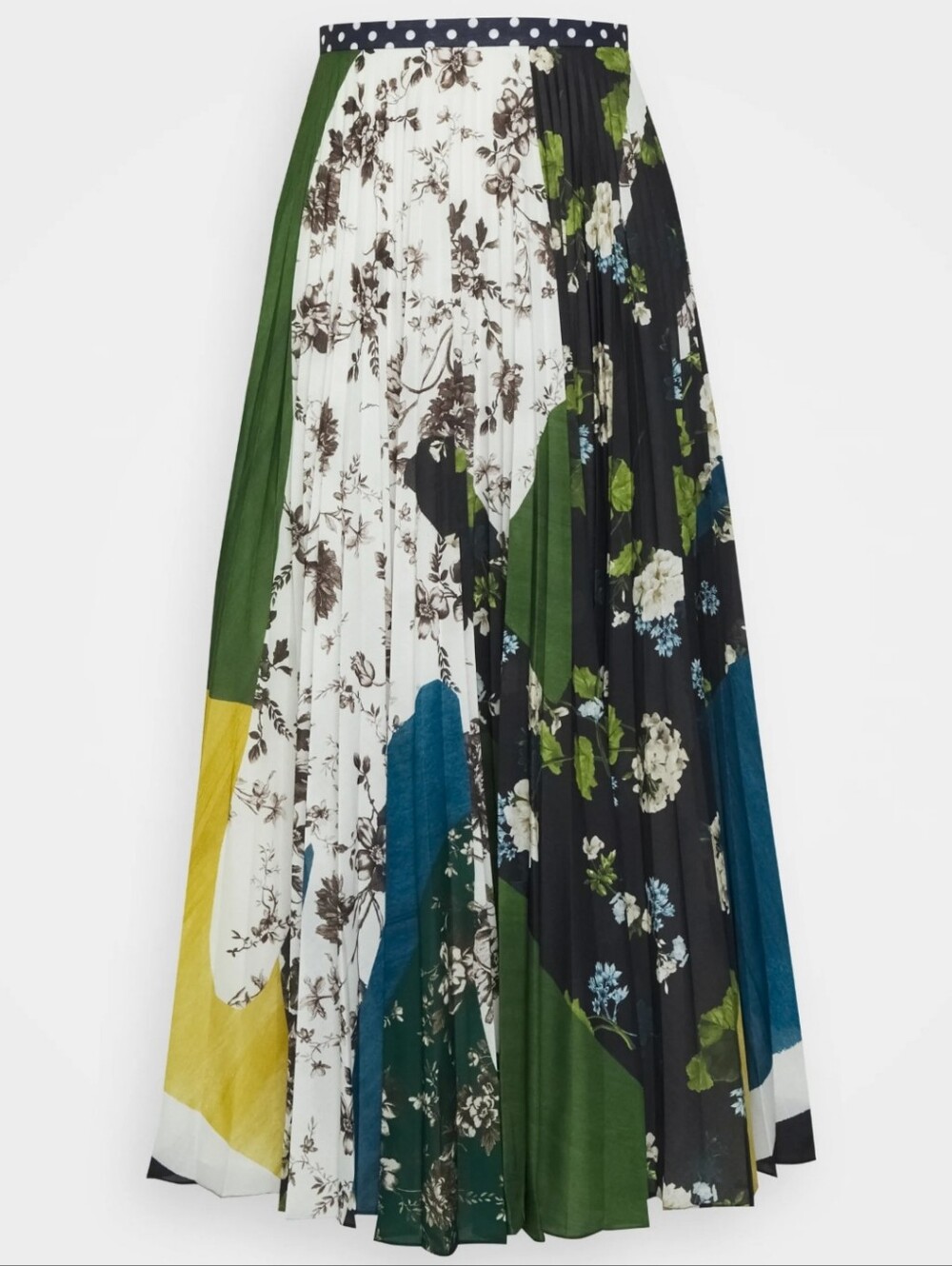 Erdem Nesrine Patchwork Pleated Midi Skirt